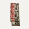 Drake’s Black And Red Tribal Elephant Print Wool-Silk Scarf