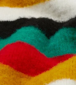 Drake’s Black Multi Stripe Brushed Shetland Crew Neck Jumper