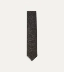 Drake’s Black Pure Cashmere Solid Hand Rolled Tie