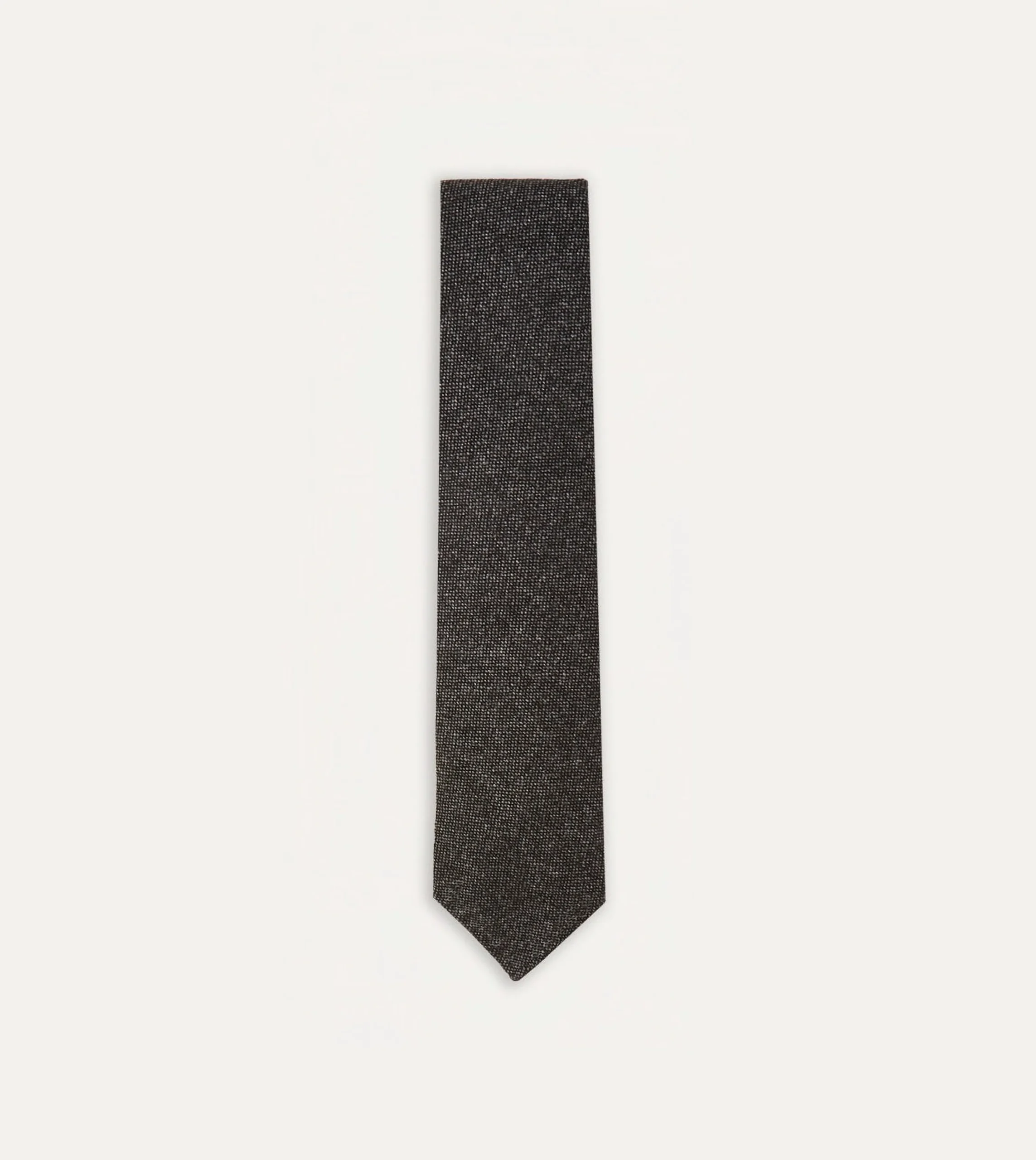 Drake’s Black Pure Cashmere Solid Hand Rolled Tie