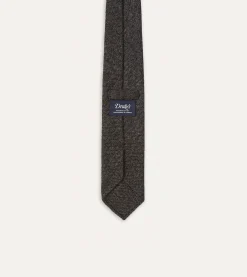 Drake’s Black Pure Cashmere Solid Hand Rolled Tie