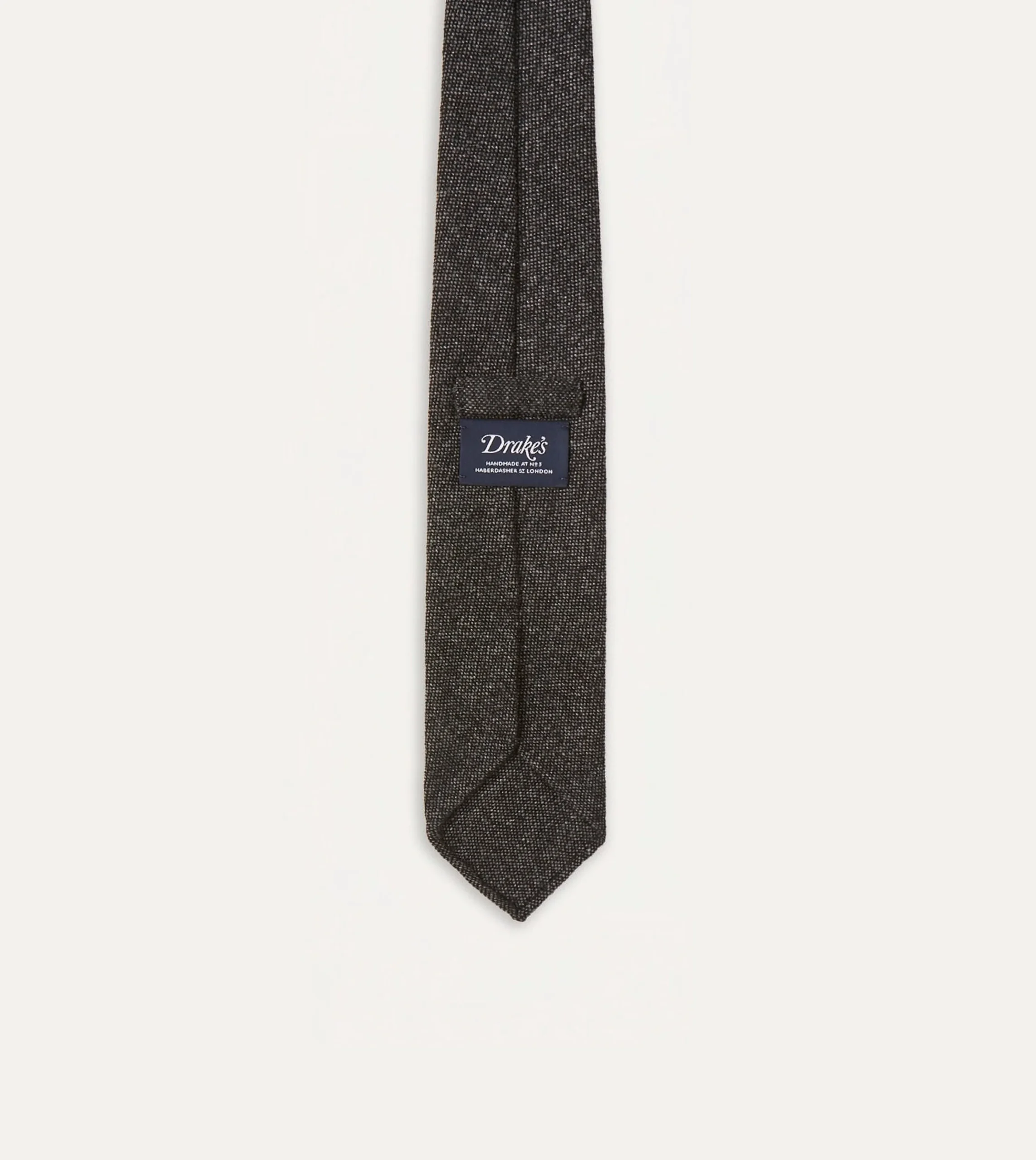 Drake’s Black Pure Cashmere Solid Hand Rolled Tie