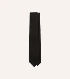 Drake’s Black Pure Cashmere Solid Tipped Tie
