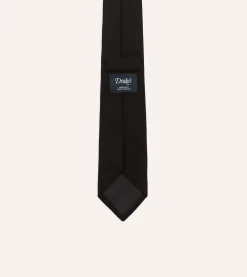 Drake’s Black Pure Cashmere Solid Tipped Tie