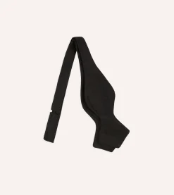 Drake’s Black Self-Tie Satin Batwing Bow Tie