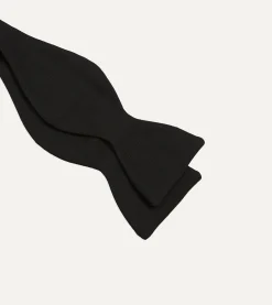 Drake’s Black Self-Tie Silk Butterfly Bow Tie