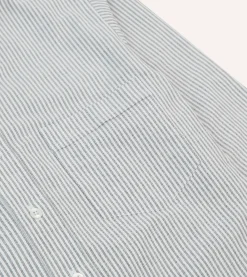 Drake’s Ticking Stripe Cotton Oxford Cloth Button-Down Shirt
