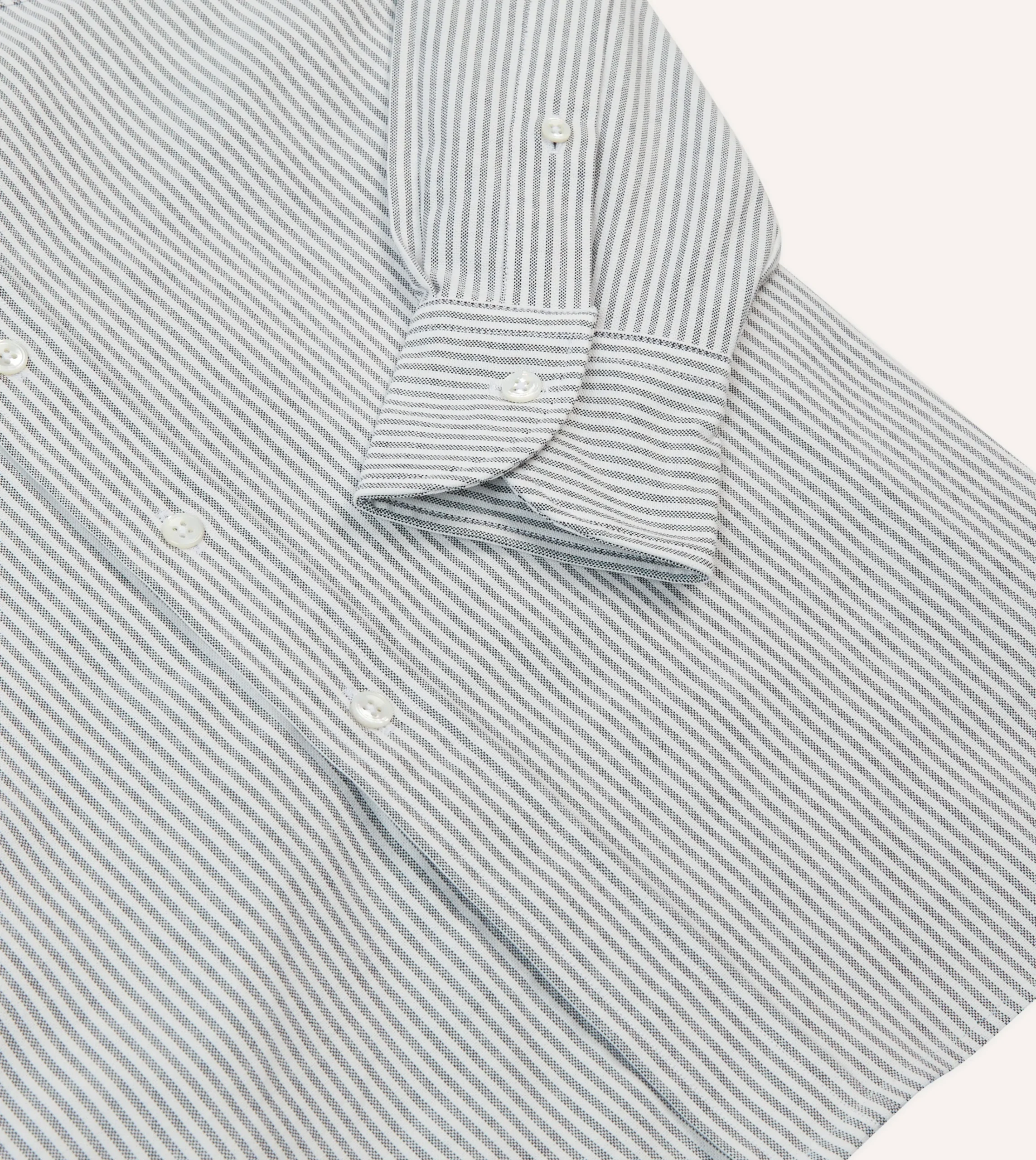 Drake’s Ticking Stripe Cotton Oxford Cloth Button-Down Shirt