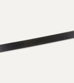 Drake’s Black Unlined Bridle Leather Belt With Brass Buckle