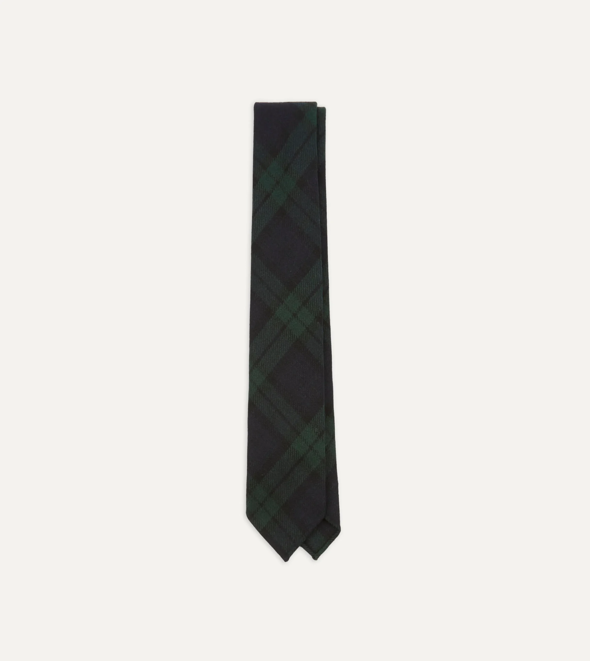 Drake’s Blackwatch Check Hand Rolled Wool Tie