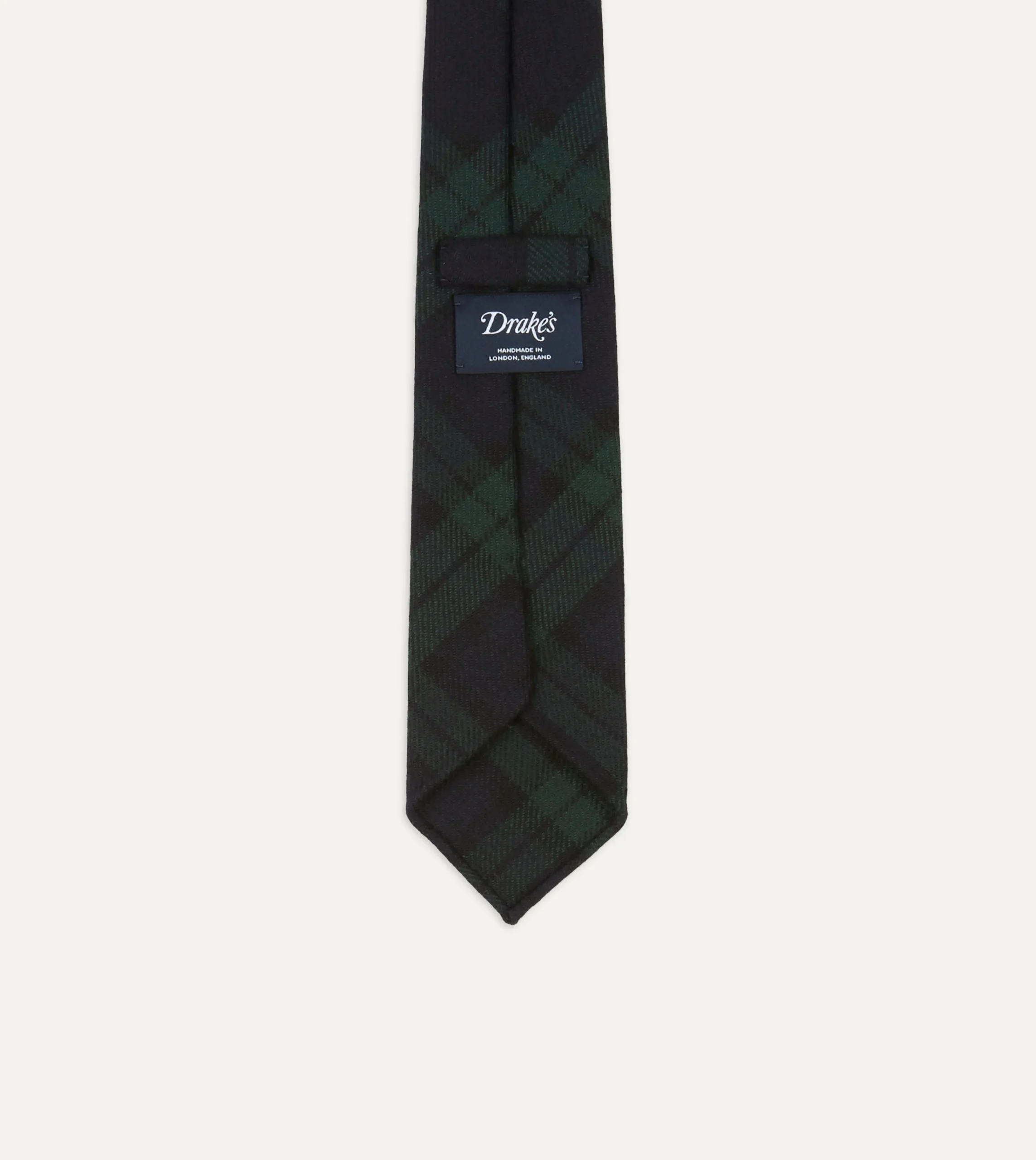 Drake’s Blackwatch Check Hand Rolled Wool Tie