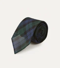 Drake’s Blackwatch Fine Woven Grenadine Silk Hand Rolled Tie