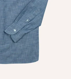Drake’s Bleach Blue Cotton Chambray Button-Down Popover Shirt