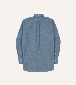 Drake’s Bleach Blue Cotton Chambray Button-Down Popover Shirt