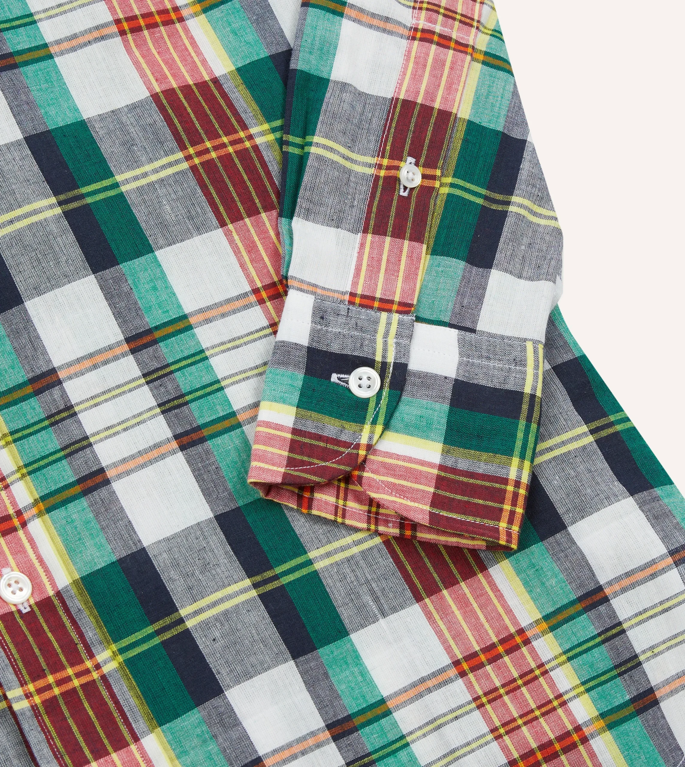 Drake’s Blue And Red Madras Check Cotton Button-Down Shirt