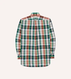 Drake’s Blue And Red Madras Check Cotton Button-Down Shirt