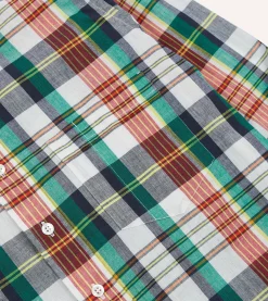 Drake’s Blue And Red Madras Check Cotton Button-Down Shirt