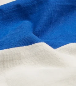 Drake’s Blue And White Wide Stripe Heavy Cotton Crew Neck Hiking T-Shirt