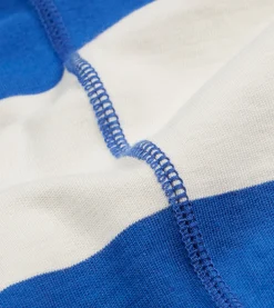 Drake’s Blue And White Wide Stripe Heavy Cotton Crew Neck Hiking T-Shirt
