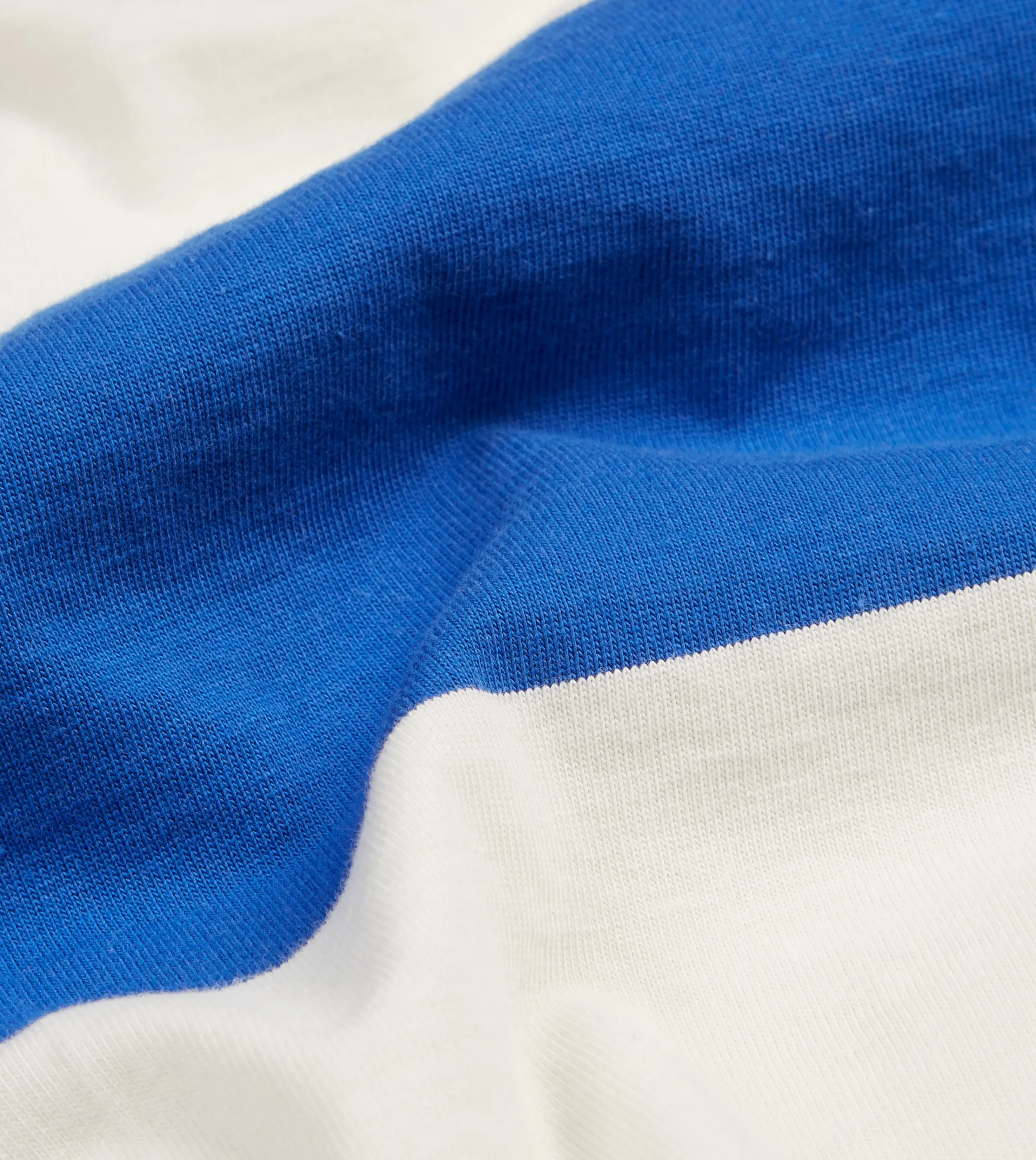 Drake’s Blue And White Wide Stripe Mock Collar Long-Sleeve Jersey