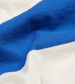 Drake’s Blue And White Wide Stripe Mock Collar Long-Sleeve Jersey