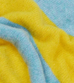 Drake’s Blue And Yellow Striped Brushed Shetland Crew Neck Jumper