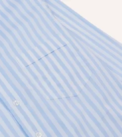 Drake’s Blue Broad Stripe Cotton Poplin Button-Down Shirt