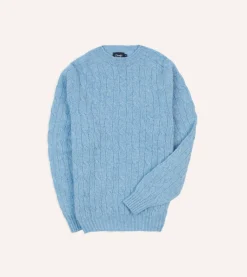 Drake’s Brushed Shetland Cable Knit Crew Neck Jumper