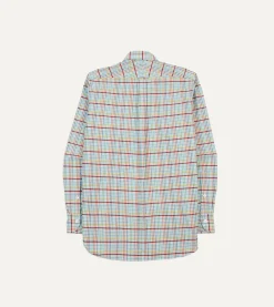 Drake’s Blue Brushed Tablecloth Check Cotton Two-Pocket Work Shirt