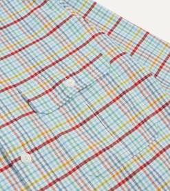 Drake’s Blue Brushed Tablecloth Check Cotton Two-Pocket Work Shirt
