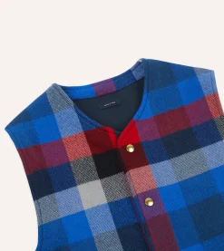 Drake’s Blue Check Wool Snap Vest