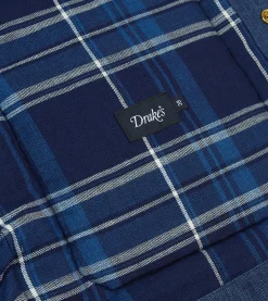 Drake’s Blue Linen Quilted Snap Vest