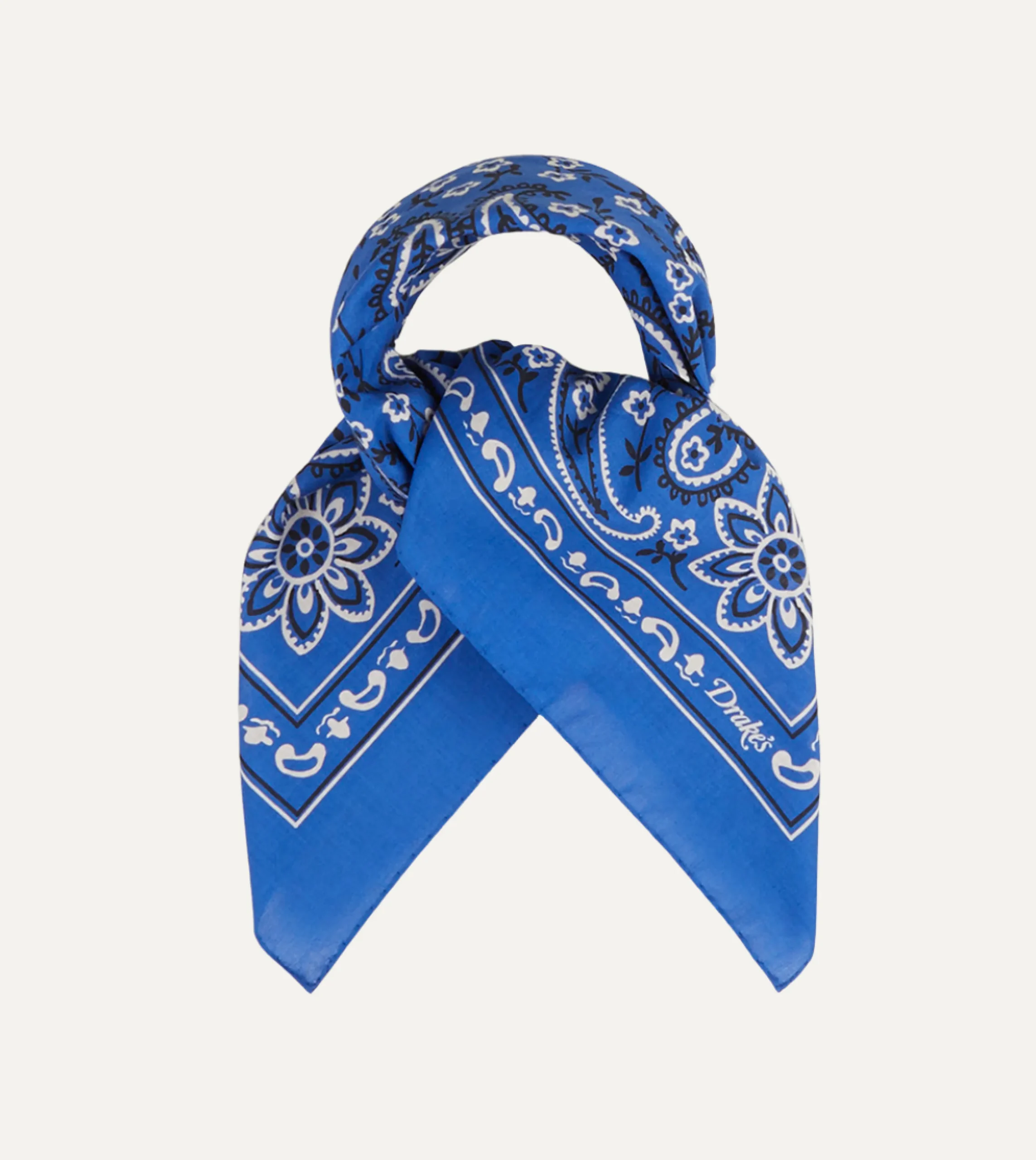Drake’s Paisley Print Cotton Bandana