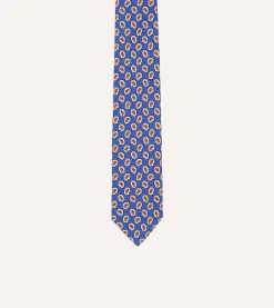 Drake’s Small Paisley Leaf Print Silk Self Tipped Tie