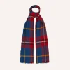 Drake’s Blue Tartan Washed Check Wool Scarf