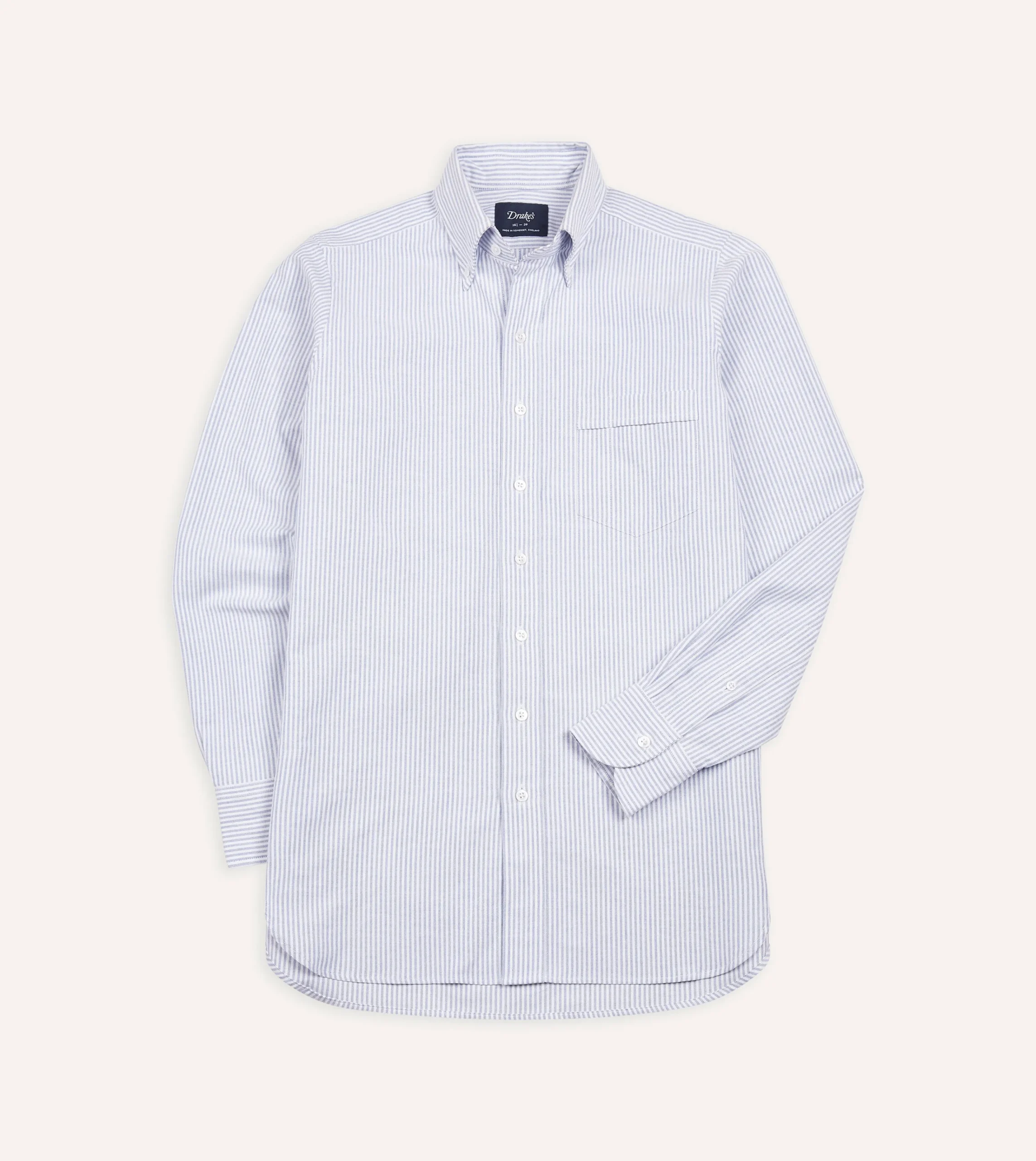 Drake’s Ticking Stripe Cotton Oxford Cloth Button-Down Shirt