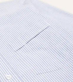 Drake’s Ticking Stripe Cotton Oxford Cloth Button-Down Shirt