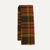 Drake’s Brown And Red Tartan Check Wool Scarf