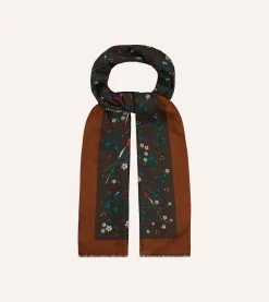 Drake’s Birds Of Paradise Print Wool Scarf