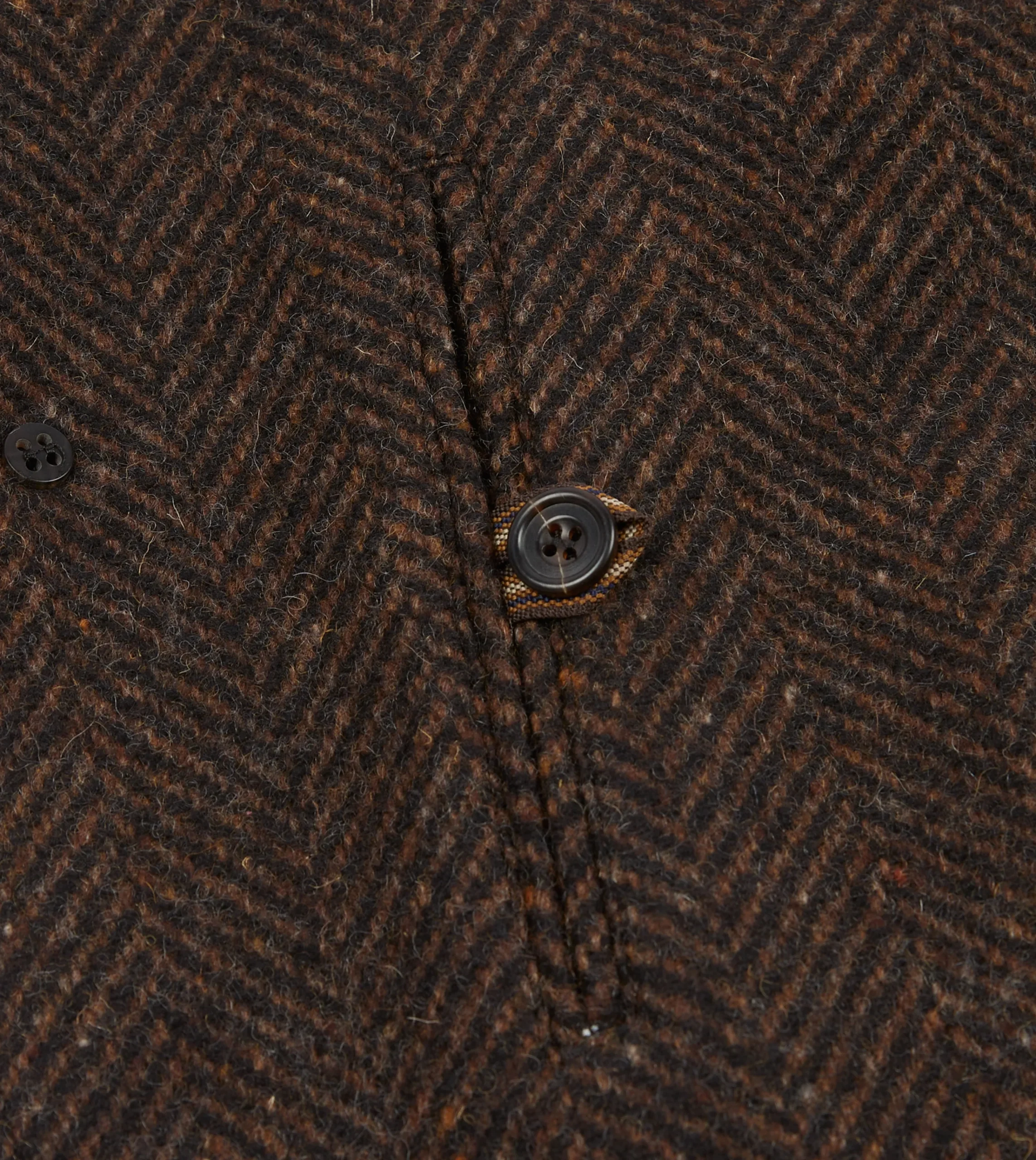 Drake’s Brown Herringbone Wool Raglan Coat