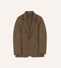 Drake’s Brown Houndstooth Check Harris Tweed Games Blazer Mk. VII
