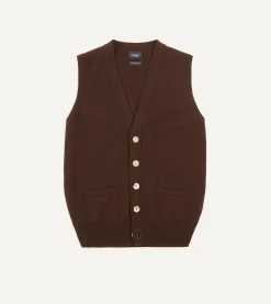 Drake’s Lambswool Sleeveless Cardigan