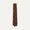 Drake’s Brown Large Paisley Print Silk Self Tipped Tie