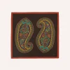 Drake’s Brown Large Paisley Print Wool-Silk Bandana
