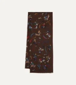 Drake’s Mughal And Stars Print Wool Scarf