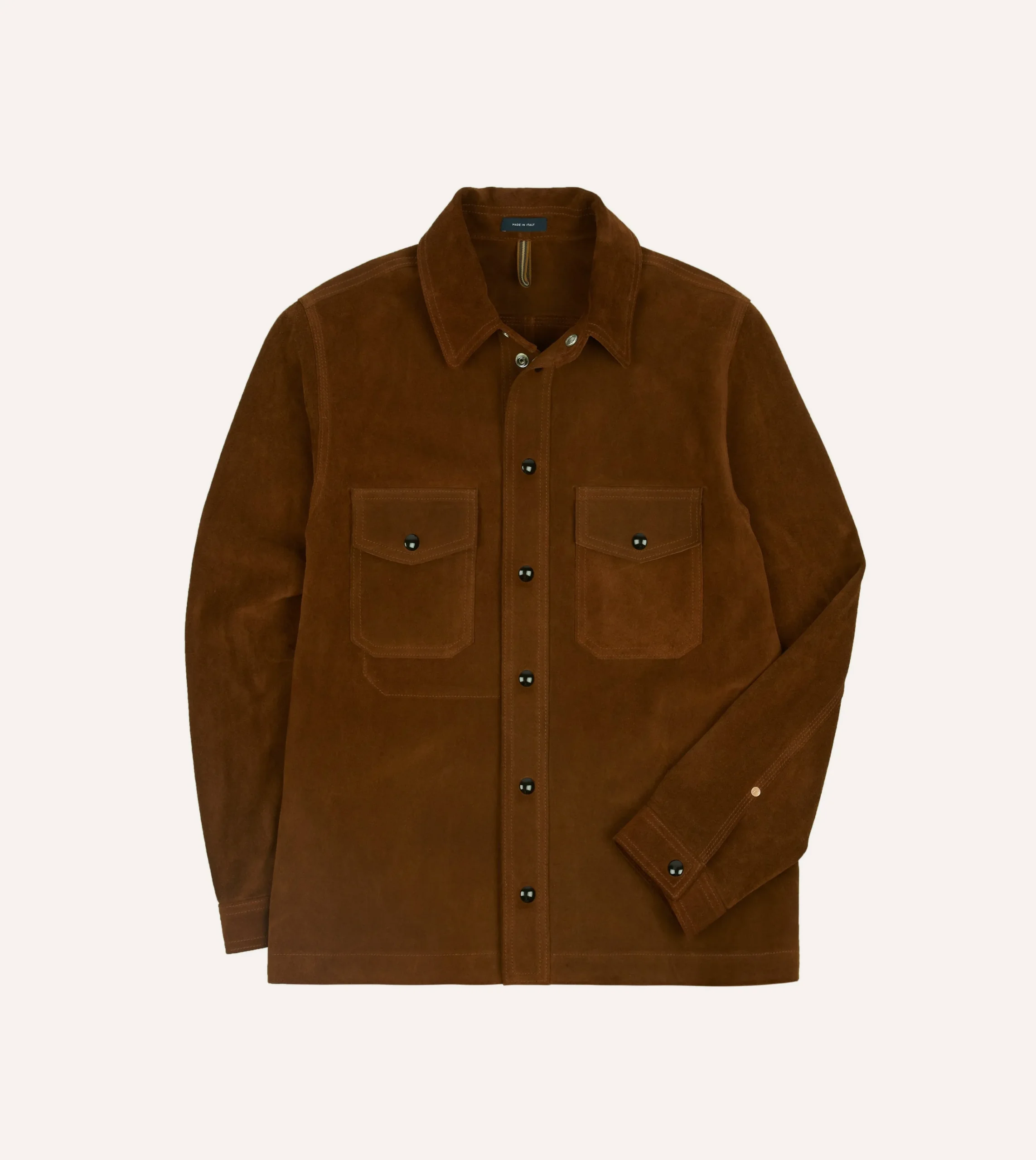 Drake’s Brown Roughout Suede Overshirt