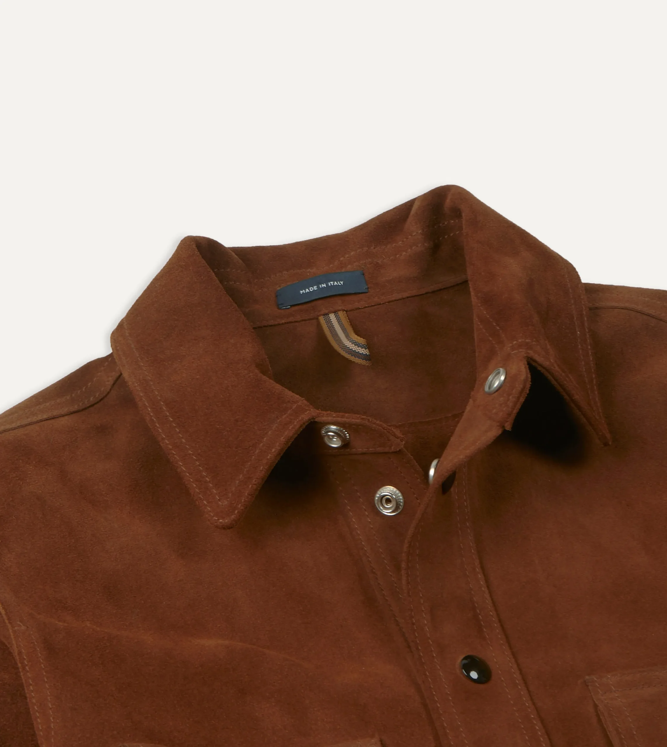 Drake’s Brown Roughout Suede Overshirt