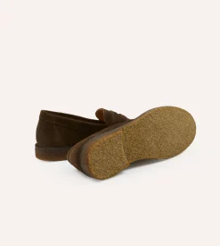 Drake’s Suede Canal Penny Loafer With Crepe Sole