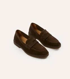 Drake’s Suede Canal Penny Loafer With Crepe Sole