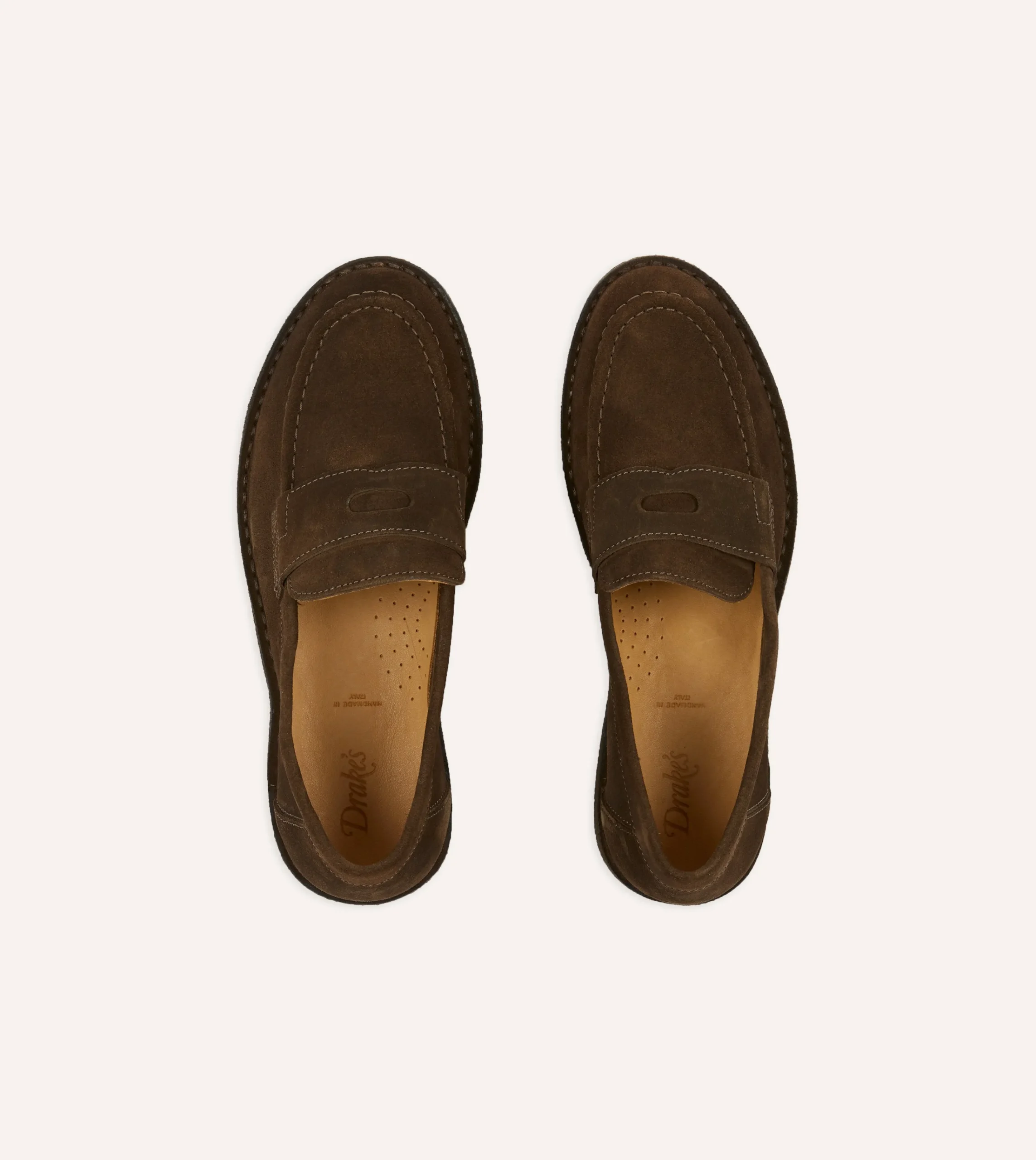 Drake’s Suede Canal Penny Loafer With Crepe Sole